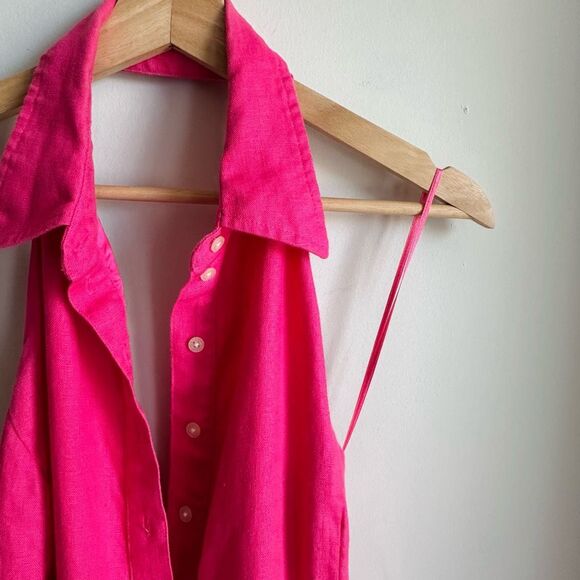 Vintage Y2K Ralph Lauren Pink Linen Halter Dress – Size 12 – $345 Value - Picture 4 of 12
